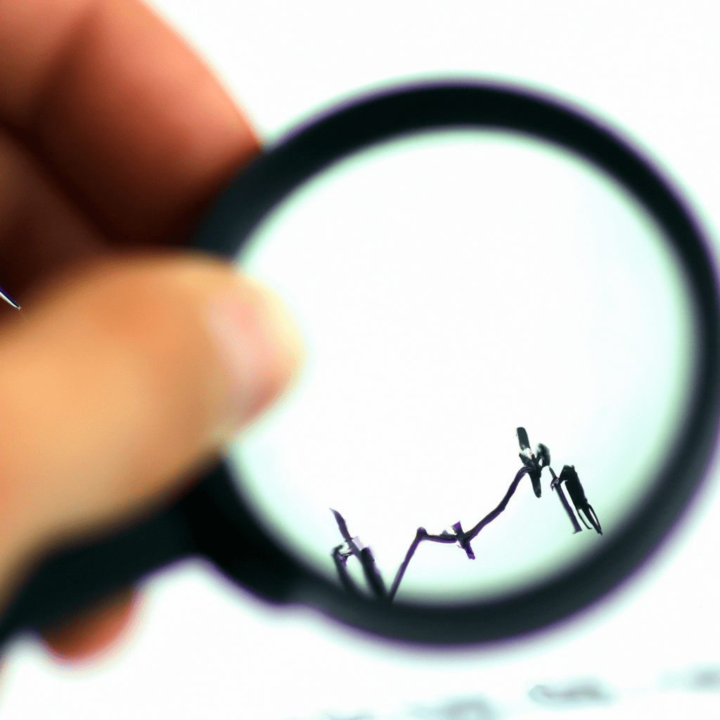 PHOTO: A person holding a magnifying glass, searching for the right stock market investment.. Sigma 85 mm f/1.4. No text.