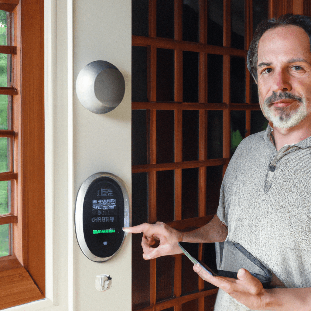 A photo of a homeowner managing their smart home system, effortlessly controlling various devices and enjoying the convenience and efficiency it provides. Sigma 85 mm f/1.4. No text.. Sigma 85 mm f/1.4. No text.