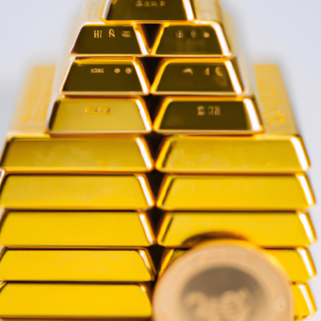 A detailed shot of a stack of gold coins and bars, showcasing the tangible and stable nature of physical gold investments as a secure asset in a diversified portfolio. Take control of your financial security today! Shot with Sigma 85 mm f/1.4 lens.. Sigma 85 mm f/1.4. No text.