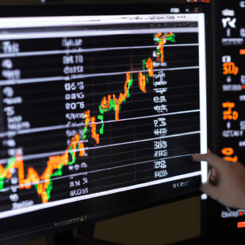 A modern person monitoring Bitcoin price charts on a computer screen. Stay up to date with the latest trends in cryptocurrency investing.. Sigma 85 mm f/1.4. No text.
