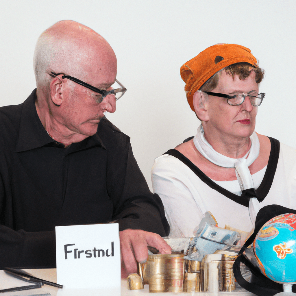 A senior couple budgeting their retirement expenses with a focus on travel and leisure activities.. Sigma 85 mm f/1.4. No text.