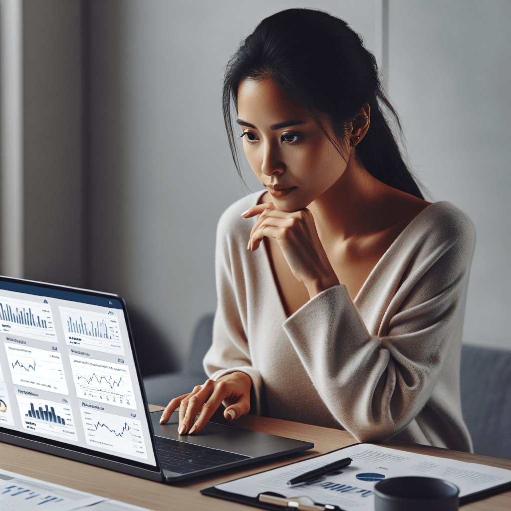 A person comparing different brokerage accounts on a laptop, considering fees, security, and reliability.